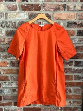 COS Orange Cotton A-line Mini Dress, 4
